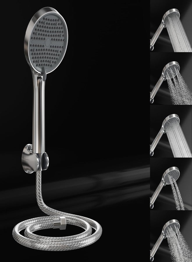 إينارت دش يدوي InArt ABS بخمس وظائف مع أنبوب مرن بطول 1.5 متر وخطاف حائط، بلمسة نهائية من الكروم (فضي - طقم كامل) - Image 1